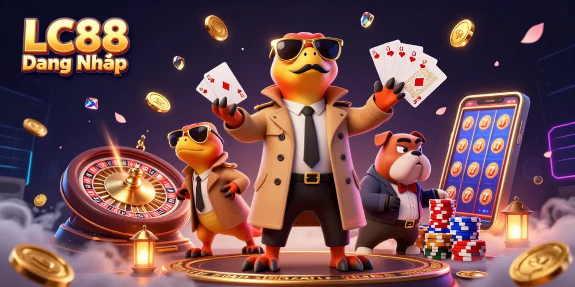 Experience LC88 Đăng Nhập with three raptors in disguise entering a VIP casino lounge.