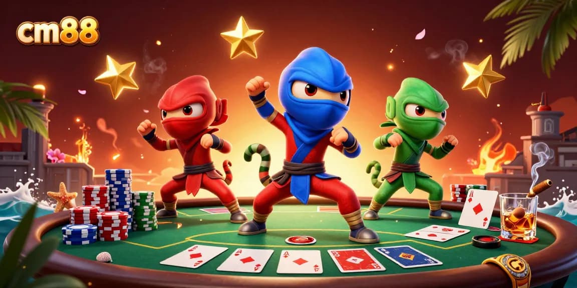 Experience thrilling poker action with cm88 as ninja chameleons engage in a dynamic showdown.