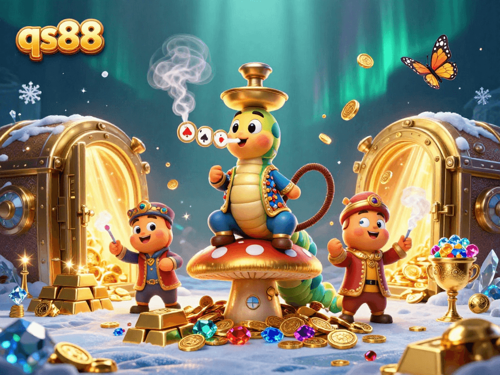 Engage with qs88 in an ultra-detailed 3D illustration featuring vibrant casino elements.