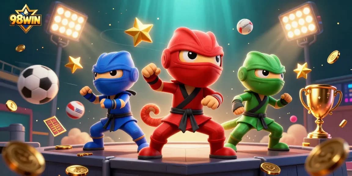 Experience thrilling bets with 98WIN's rich chameleon action amidst dynamic sports elements.