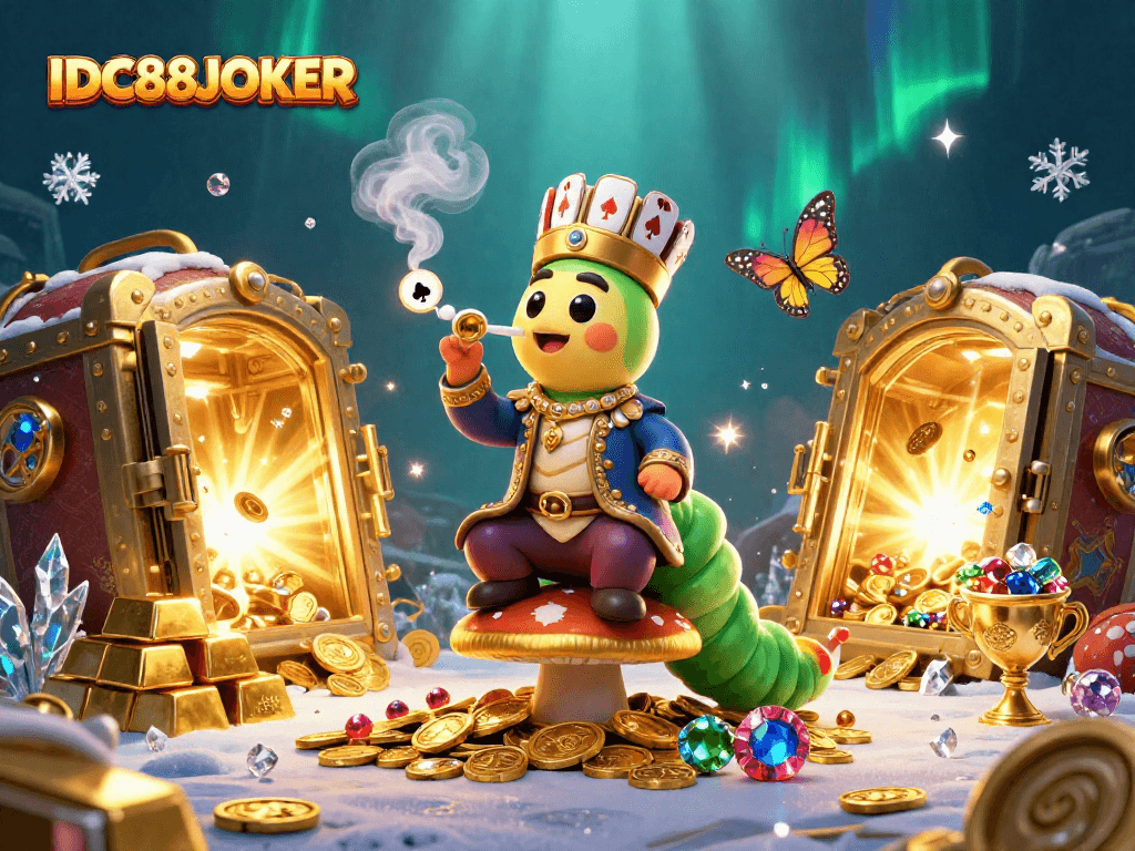Experience thrilling gameplay at IDC88JOKER with vibrant visuals of a unique 3D casino scene.
