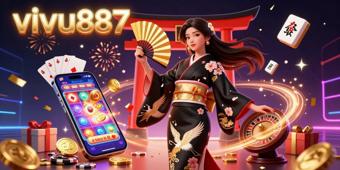 Experience thrilling gameplay at vivu887 with a vibrant 3D casino scene filled with rich details.