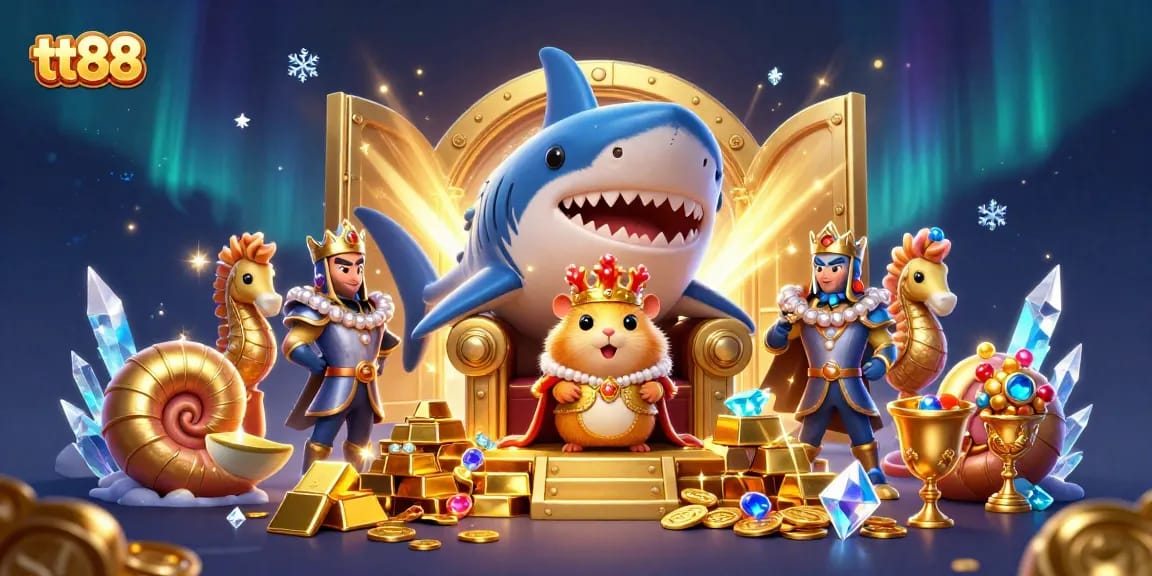 Engage with tt88 as the fierce hamster king reigns over treasures in a vibrant casino scene.