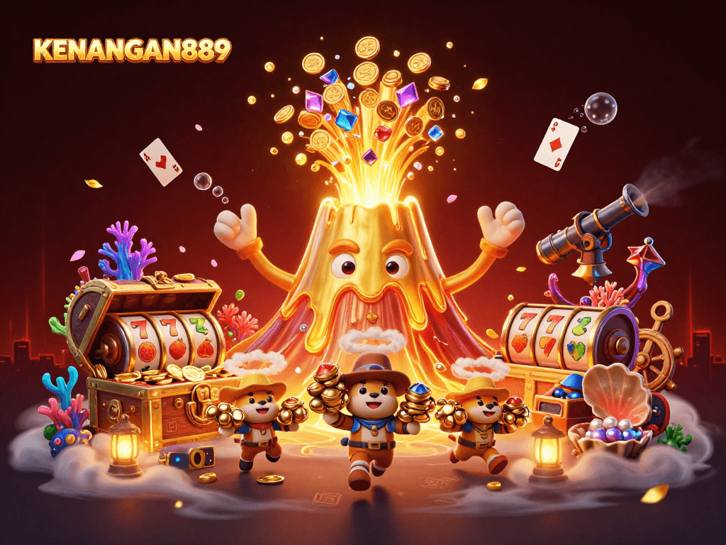 Engage with KENANGAN889's thrilling slot games amidst a dynamic eruption of riches and treasures.