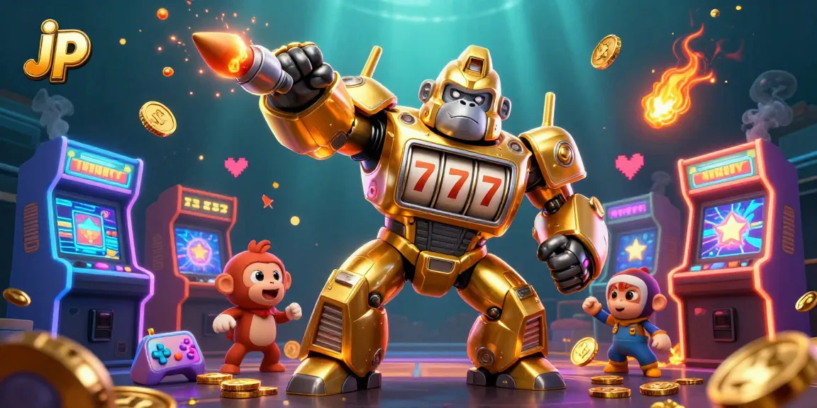 Experience the excitement of jp with a gold mech in a dynamic casino scene filled with thrilling elements.