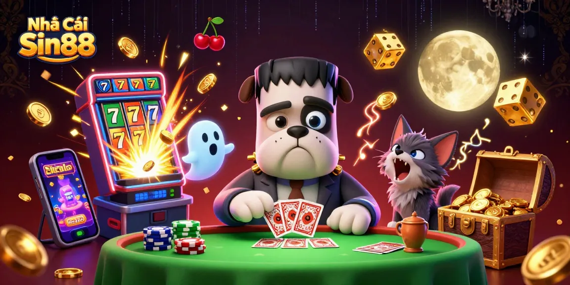 Experience the thrill at Nhà Cái Sin88 with a lively card game scene featuring iconic characters.