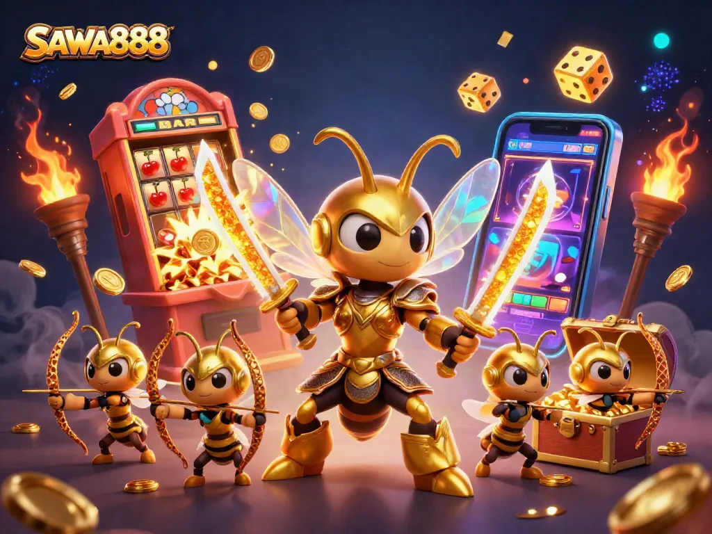 SAWA888 showcases thrilling jackpot wins with a dazzling 3D casino scene packed with action.