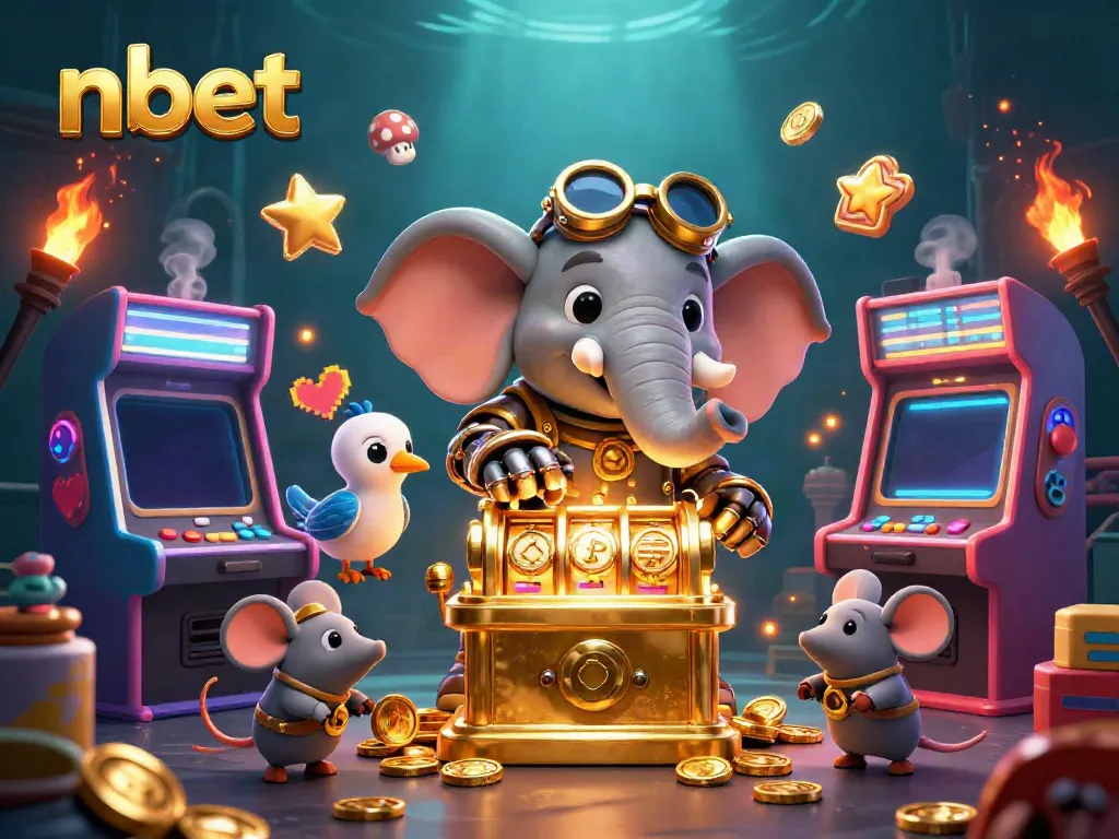 Experience thrilling gameplay with nbet in a vibrant 3D casino environment featuring steampunk elements and dynamic game machines.