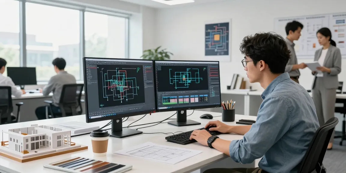 Engineering Services USA: Professional engineer analyzing designs in a modern office environment.