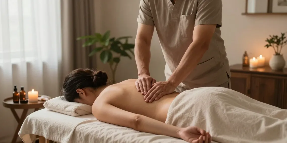 Experience premium 안양출장안마 in a serene home setting with a massage therapist and client.