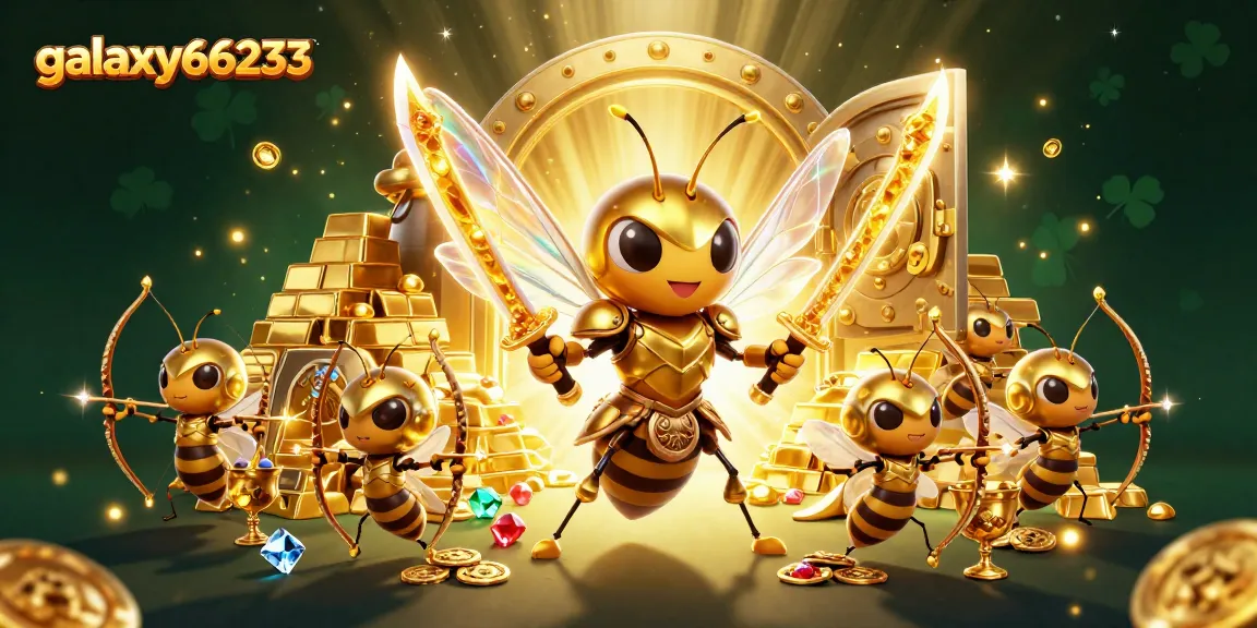 Experience thrilling wins at galaxy66233 with a vibrant and rich 3D casino scene featuring dynamic characters and treasure elements.