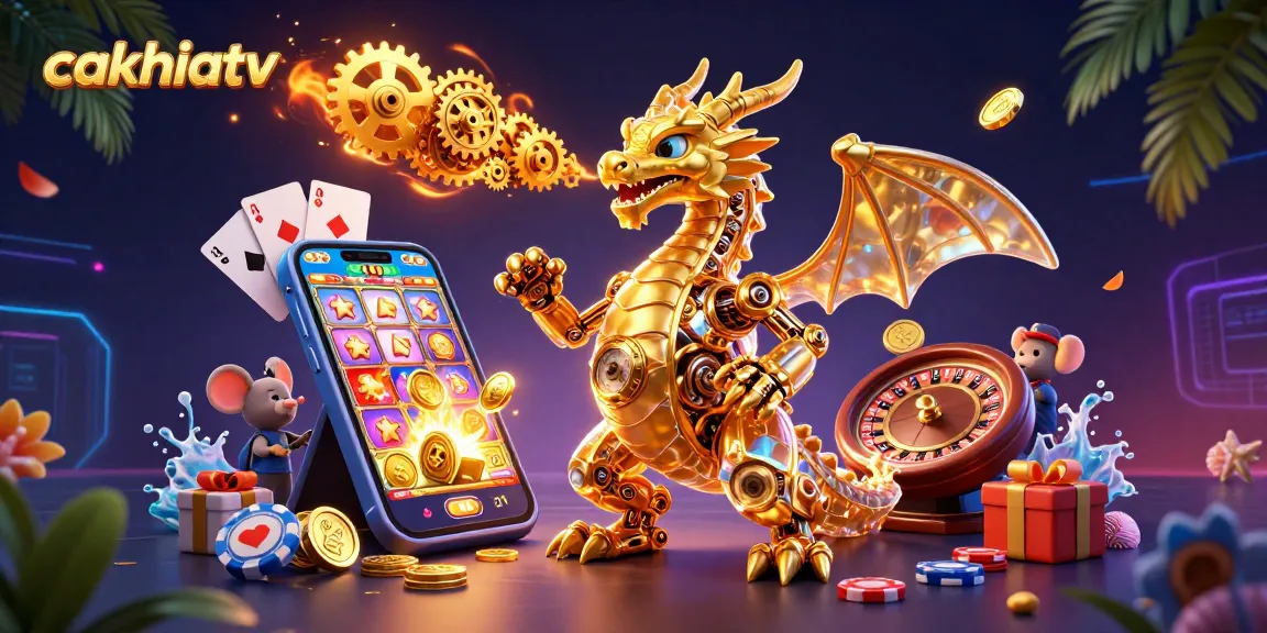 CakhiaTV enhances gameplay with vibrant slots and dynamic casino elements depicting thrilling action.
