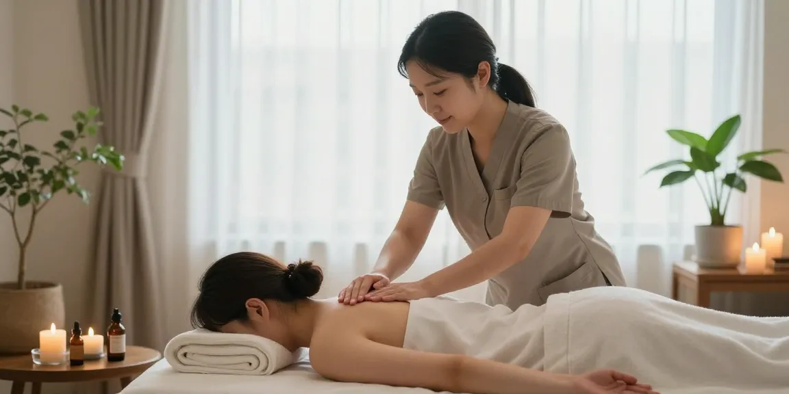 Expert 의정부출장마사지 therapy in a calming home setting with soft lighting and soothing decor.