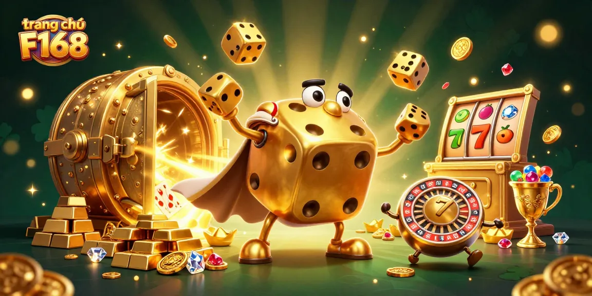Experience the excitement of gaming at trang chủ F168, where golden dice and treasures create a thrilling atmosphere.