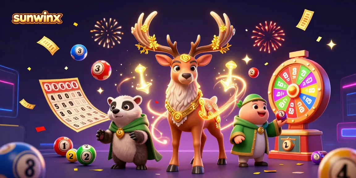 Engage with the sunwinx gaming scene filled with lottery balls and prizes.