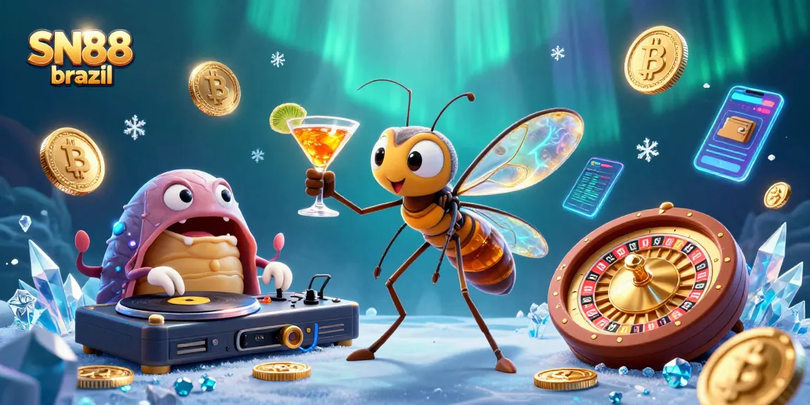 Bet on SN88 brazil with a vibrant 3D casino scene featuring the unique mascot and captivating gaming elements.