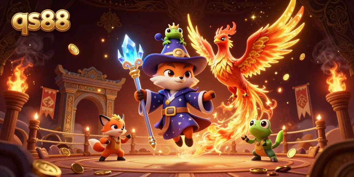 Experience thrilling casino action with qs88 in a vibrant 3D wizarding scene.