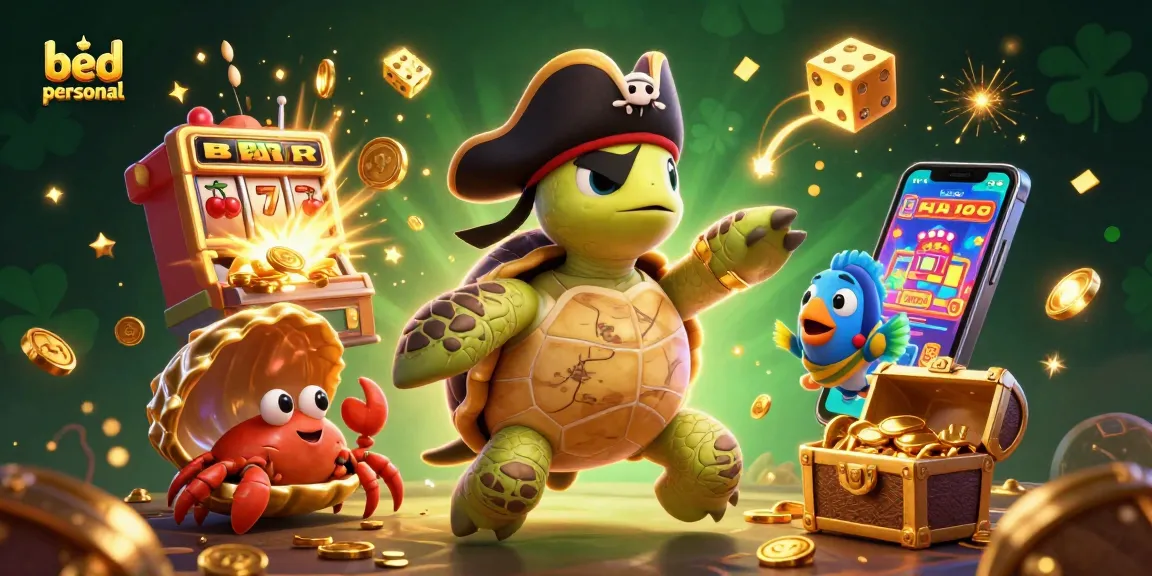 Bet personal reveals a dynamic casino scene with a turtle, crab, and fish amidst winning symbols and treasures.