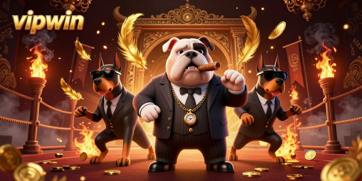 Enjoy thrilling gameplay at vipwin with our animated casino experience featuring a mafia bulldog and bodyguard Dobermans.