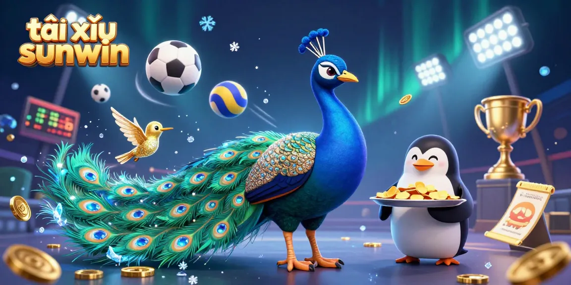 Engage with tài xỉu sunwin as the stunning peacock and playful companions celebrate winning strategies.