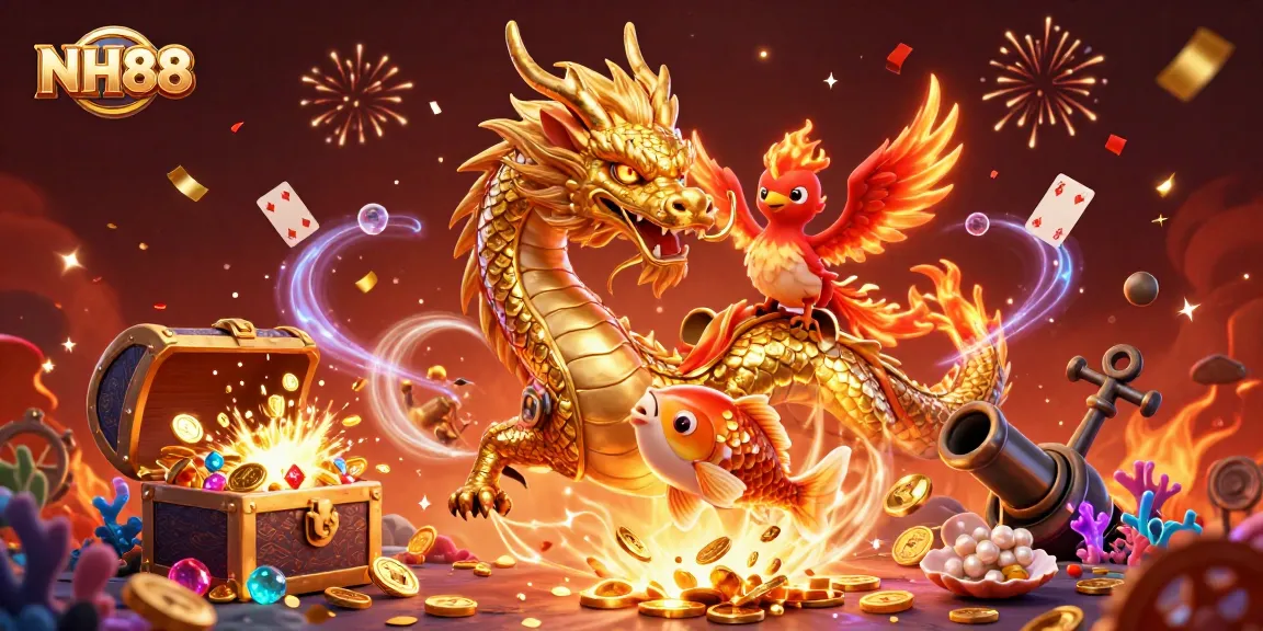 Experience exhilarating wins with NH88 in this vibrant, dynamic casino-themed illustration.
